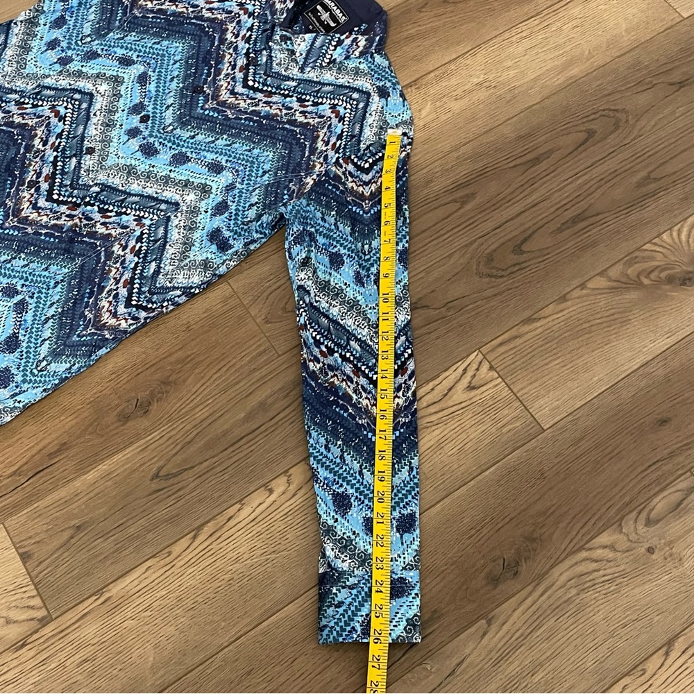Barabas Tribal Print Long‎ Sleeve Blue Button Down Shirt Herringbone - Picture 11 of 11